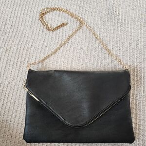 Womens Large Black Envelope Clutch Purse